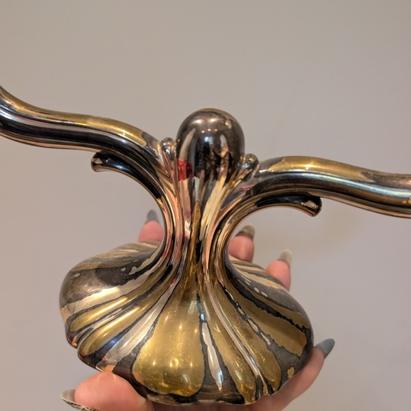 Antique Art Deco Goldtone And Silver Candelabra - Picture 3 of 7